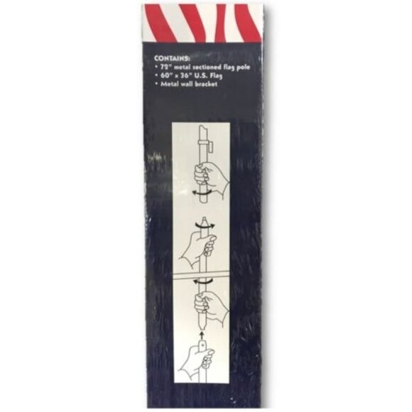 Large Outdoor American Flagpole Set 5Ft x 3FT Flag +  6FT Pole + Brackets NEW - Picture 3 of 6